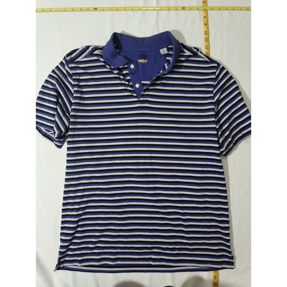 C-Tech Callaway Golf Polo Shirt XXL Blue Black White Striped Short Sleeve